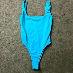 Square Neck Blue Bodysuit